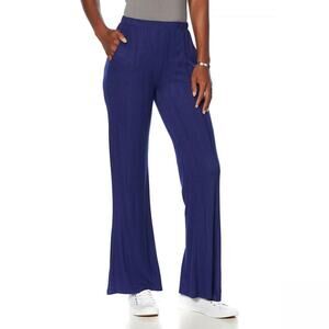 Soft & Cozy Loungewear Women's Cool Luxe Knit Ribbed Pants Royal Blue Medium